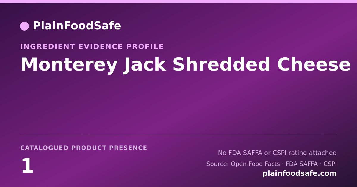 Share card for Monterey Jack Shredded Cheese Food Ingredient Evidence Profile