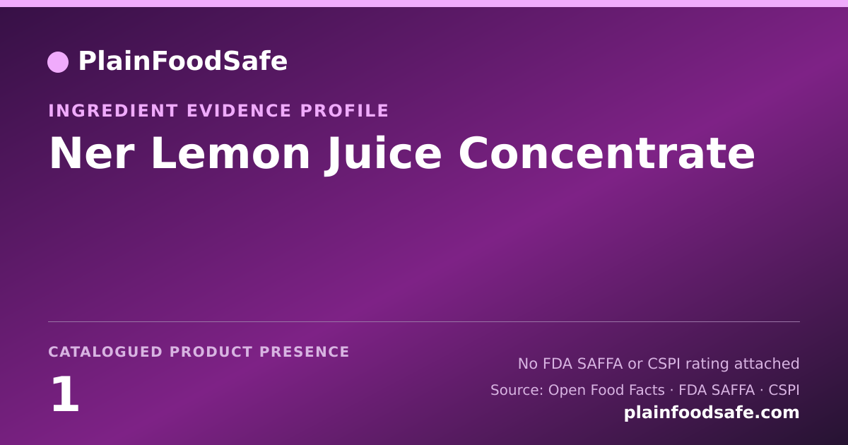 Share card for Ner Lemon Juice Concentrate Food Ingredient Evidence Profile