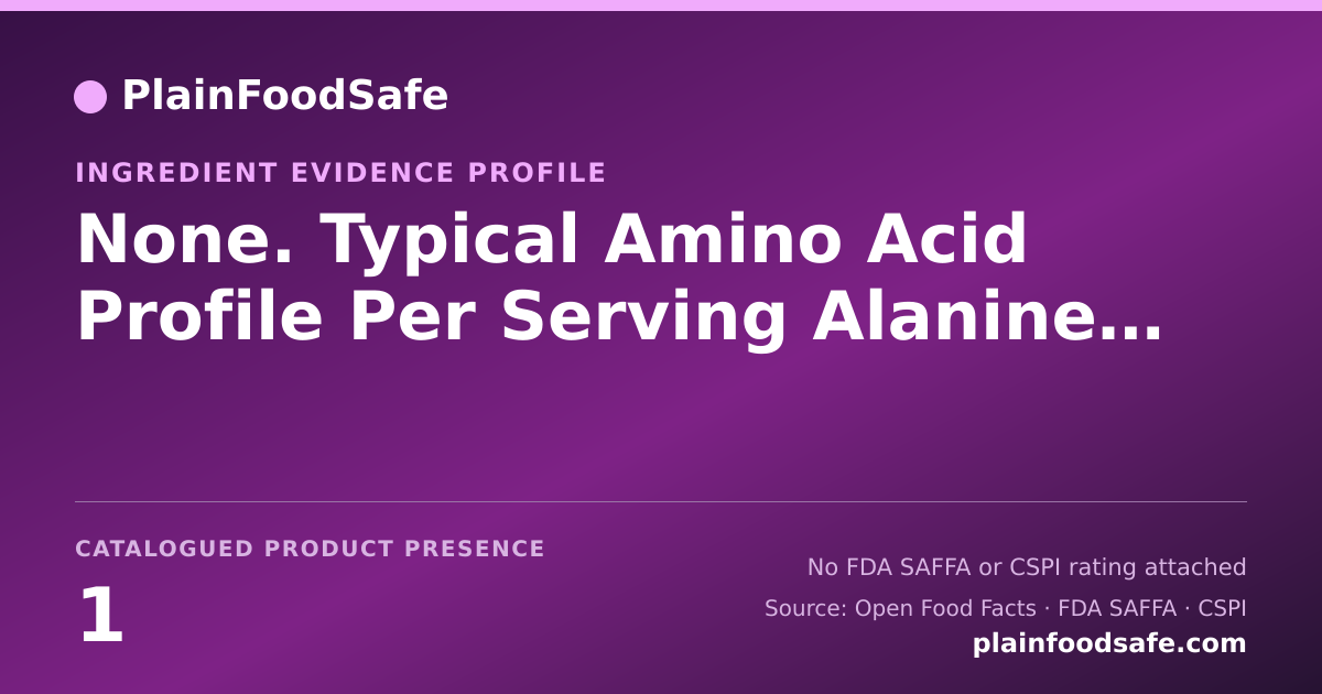 Share card for None. Typical Amino Acid Profile Per Serving Alanine Arginine Aspe 1 Food Ingredient Evidence Profile