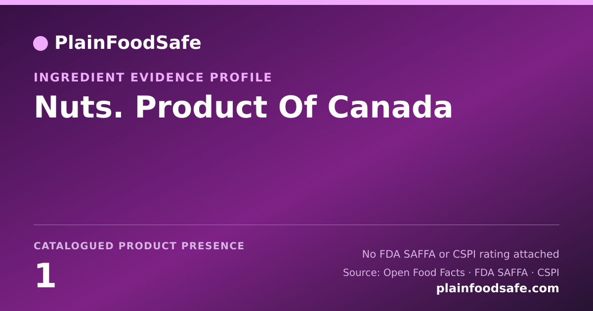 Share card for Nuts. Product Of Canada Food Ingredient Evidence Profile