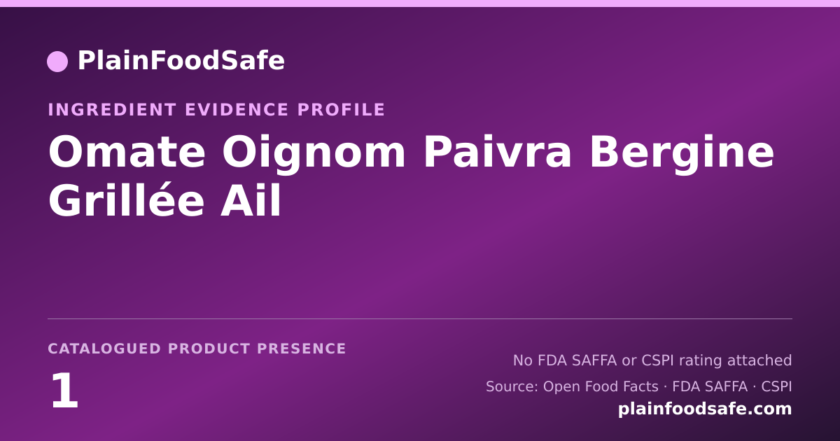 Share card for Omate Oignom Paivra Bergine Grillée Ail Food Ingredient Evidence Profile