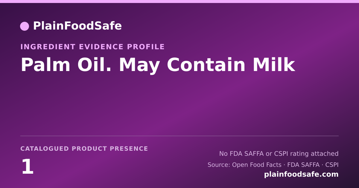 Share card for Palm Oil. May Contain Milk Food Ingredient Evidence Profile