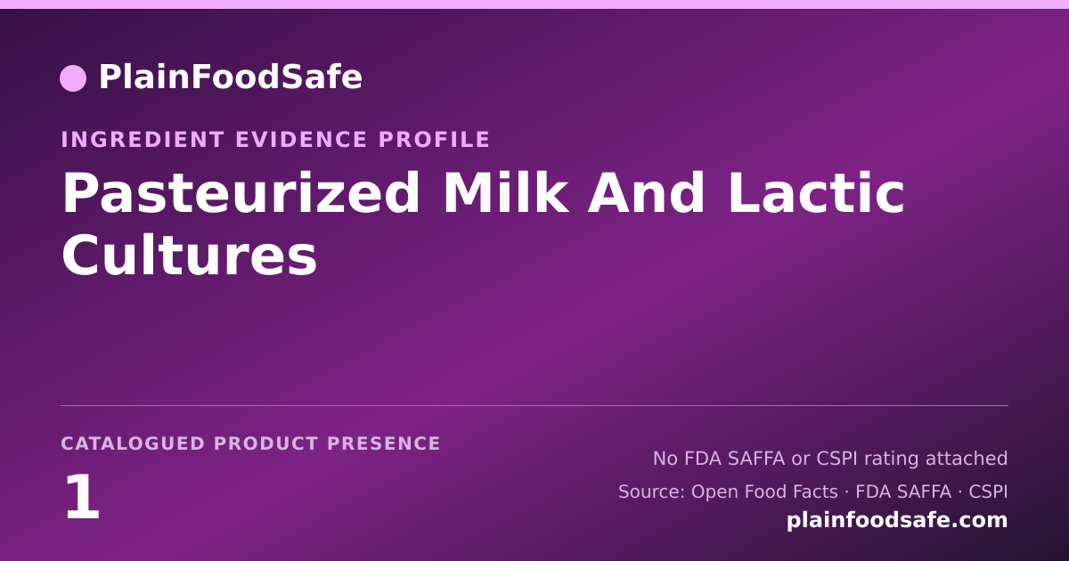 Share card for Pasteurized Milk And Lactic Cultures Food Ingredient Evidence Profile