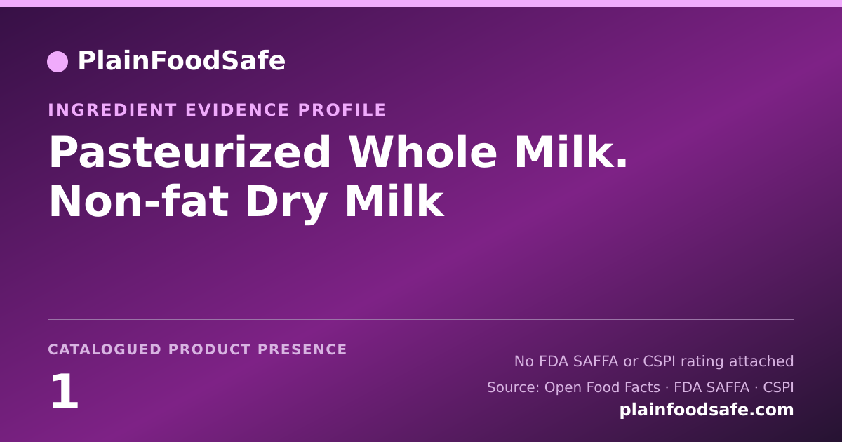 Share card for Pasteurized Whole Milk. Non-fat Dry Milk Food Ingredient Evidence Profile