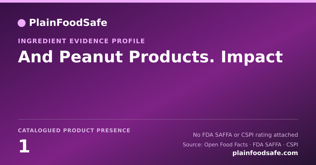 Share card for And Peanut Products. Impact Food Ingredient Evidence Profile