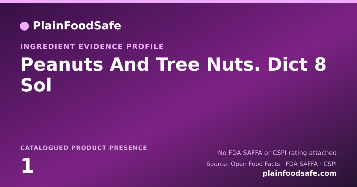 Share card for Peanuts And Tree Nuts. Dict 8 Sol Food Ingredient Evidence Profile