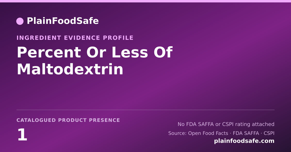 Share card for Percent Or Less Of Maltodextrin Food Ingredient Evidence Profile