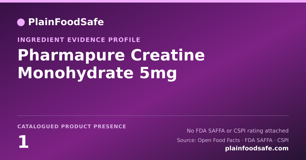 Share card for Pharmapure Creatine Monohydrate 5mg Food Ingredient Evidence Profile