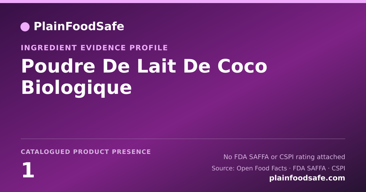 Share card for Poudre De Lait De Coco Biologique Food Ingredient Evidence Profile