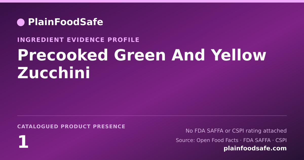Share card for Precooked Green And Yellow Zucchini Food Ingredient Evidence Profile