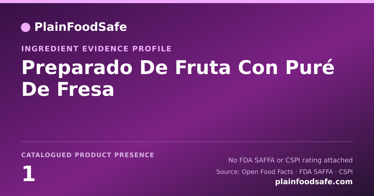 Share card for Preparado De Fruta Con Puré De Fresa Food Ingredient Evidence Profile