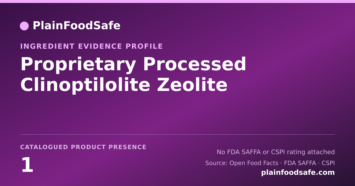 Share card for Proprietary Processed Clinoptilolite Zeolite Food Ingredient Evidence Profile