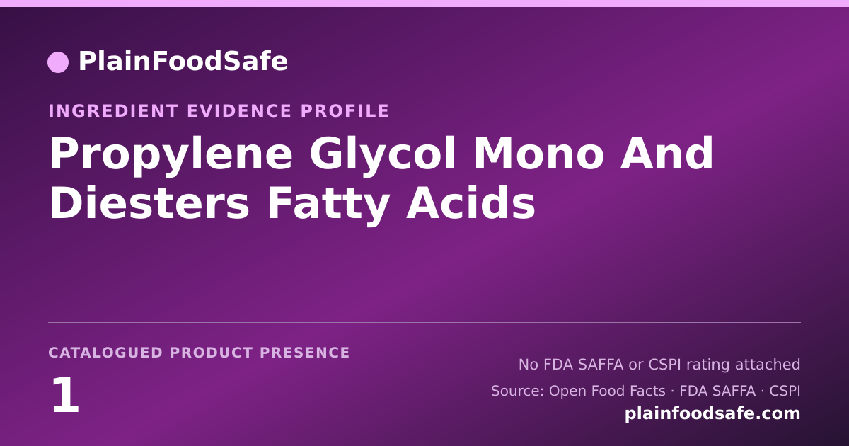 Share card for Propylene Glycol Mono And Diesters Fatty Acids Food Ingredient Evidence Profile