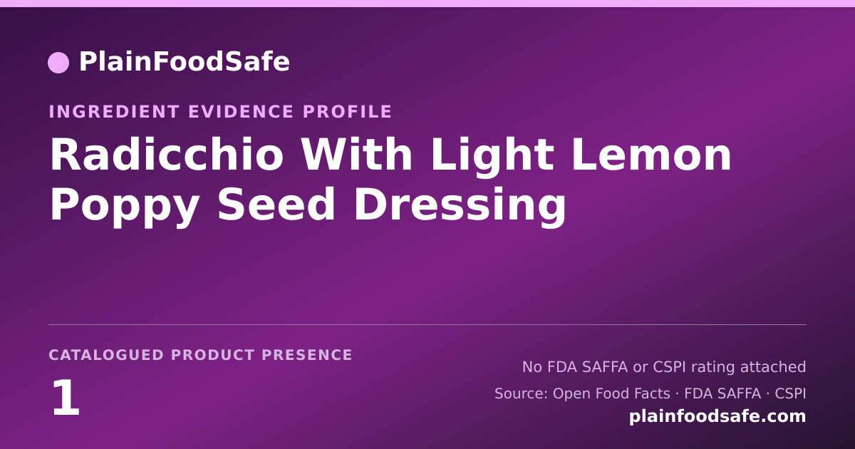 Share card for Radicchio With Light Lemon Poppy Seed Dressing Food Ingredient Evidence Profile