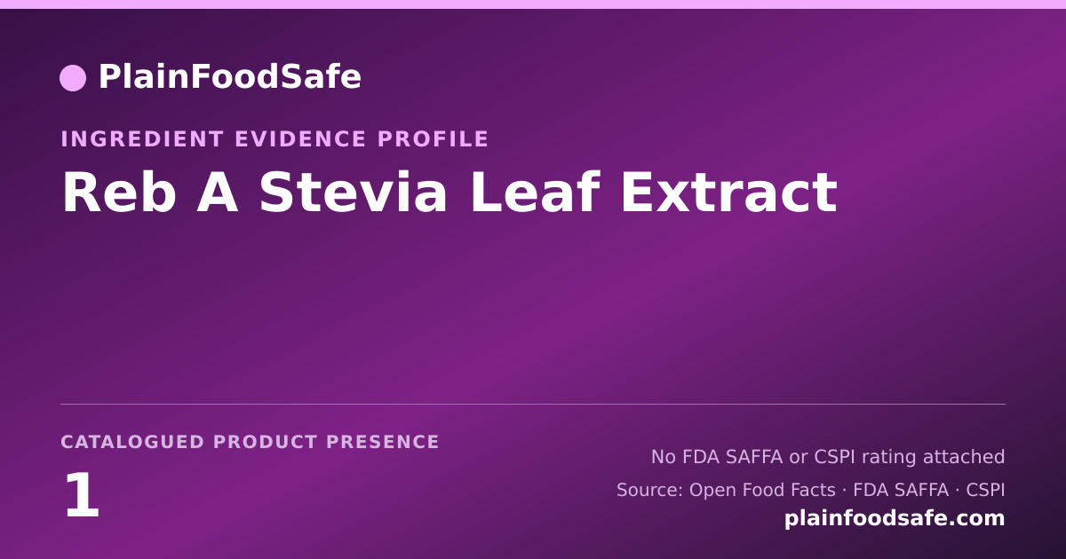 Share card for Reb A Stevia Leaf Extract Food Ingredient Evidence Profile