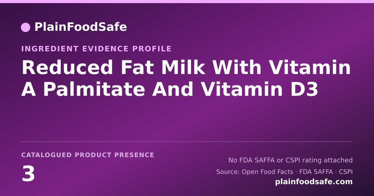 Share card for Reduced Fat Milk With Vitamin A Palmitate And Vitamin D3 Food Ingredient Evidence Profile