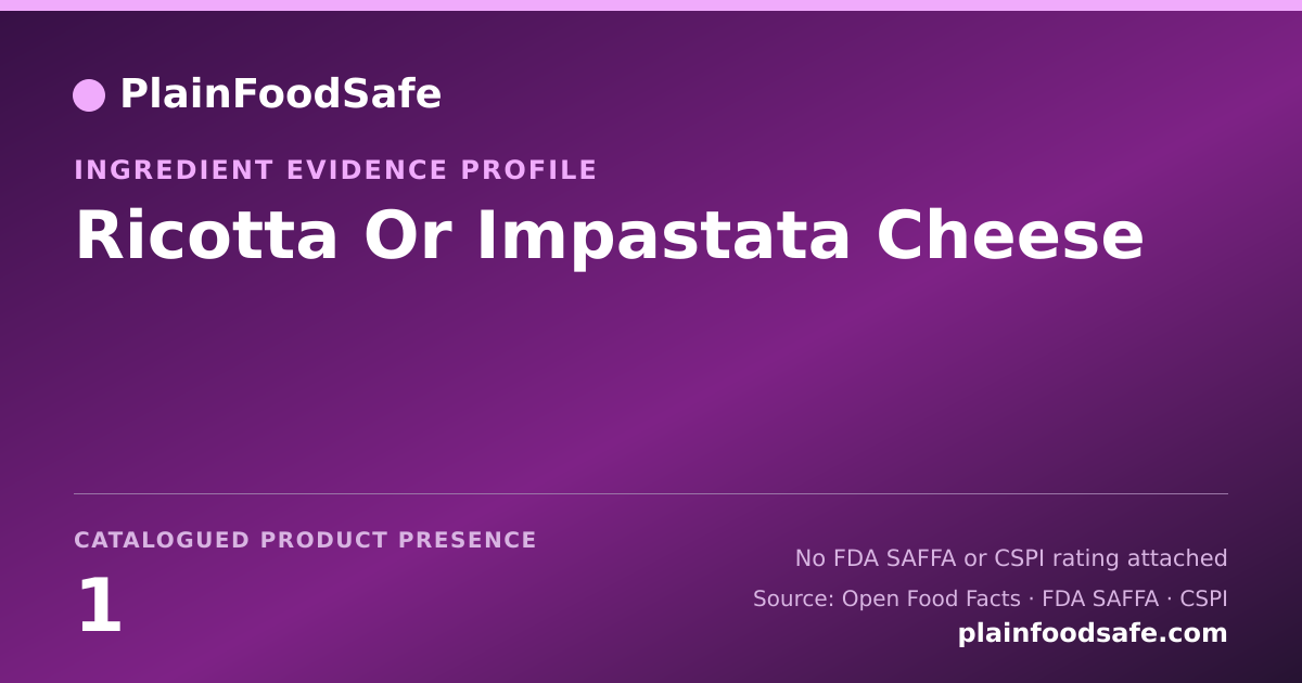 Share card for Ricotta Or Impastata Cheese Food Ingredient Evidence Profile
