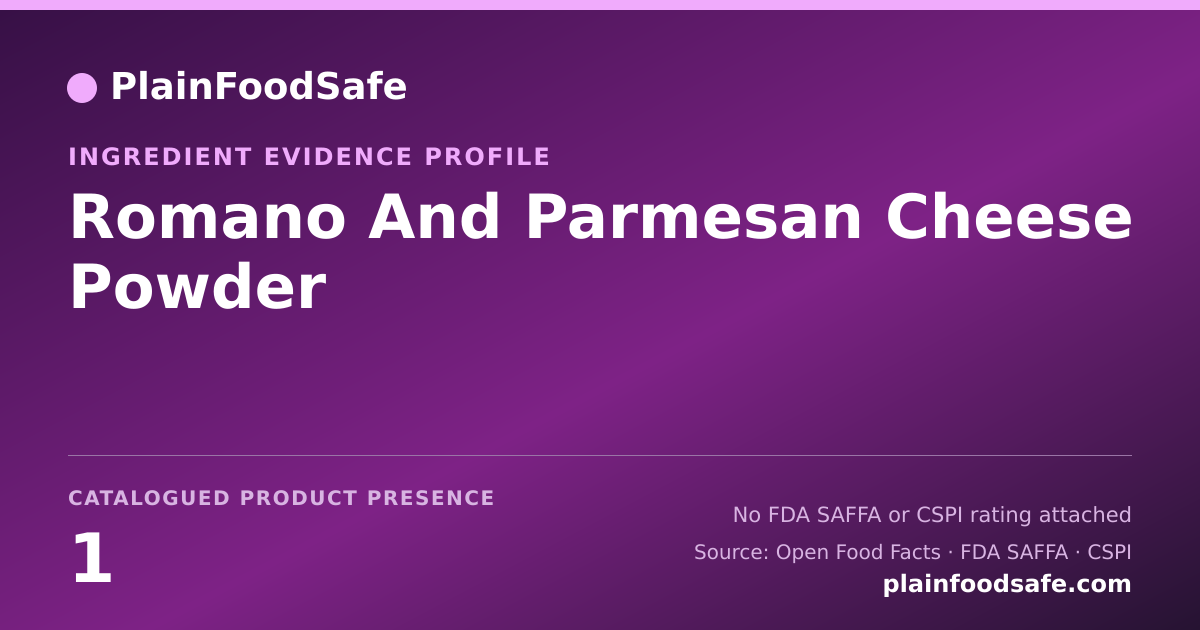 Share card for Romano And Parmesan Cheese Powder Food Ingredient Evidence Profile