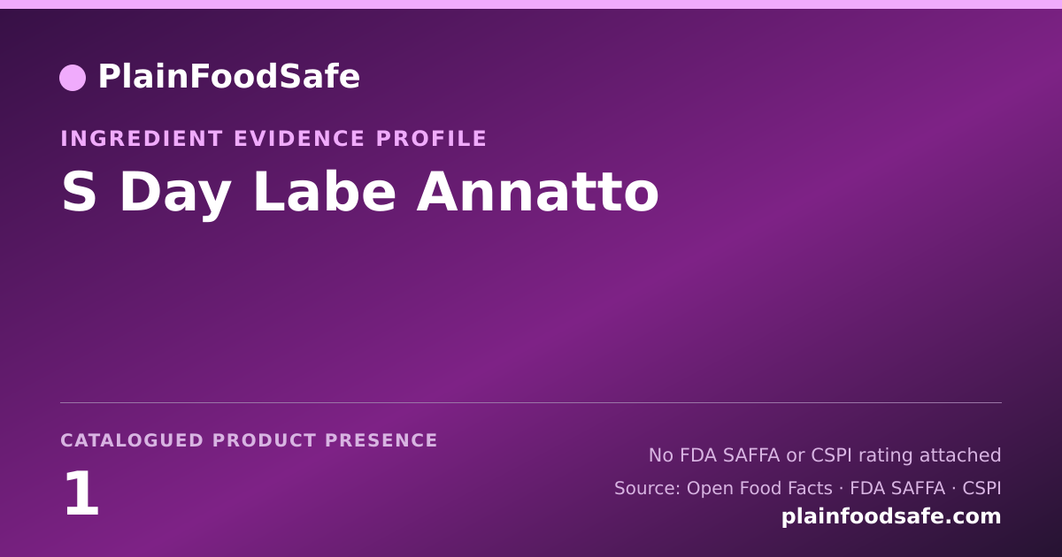 Share card for S Day Labe Annatto Food Ingredient Evidence Profile