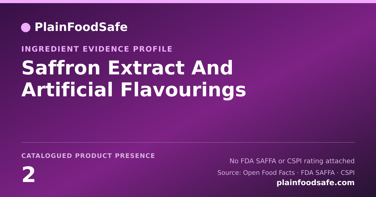 Share card for Saffron Extract And Artificial Flavourings Food Ingredient Evidence Profile