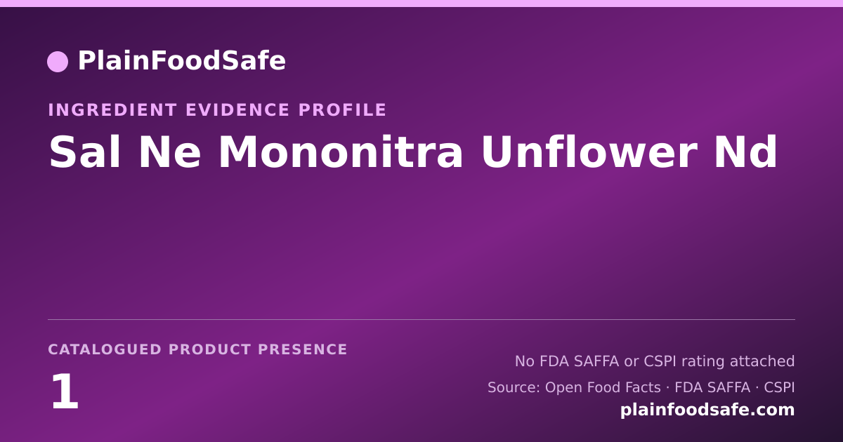 Share card for Sal Ne Mononitra Unflower Nd Food Ingredient Evidence Profile