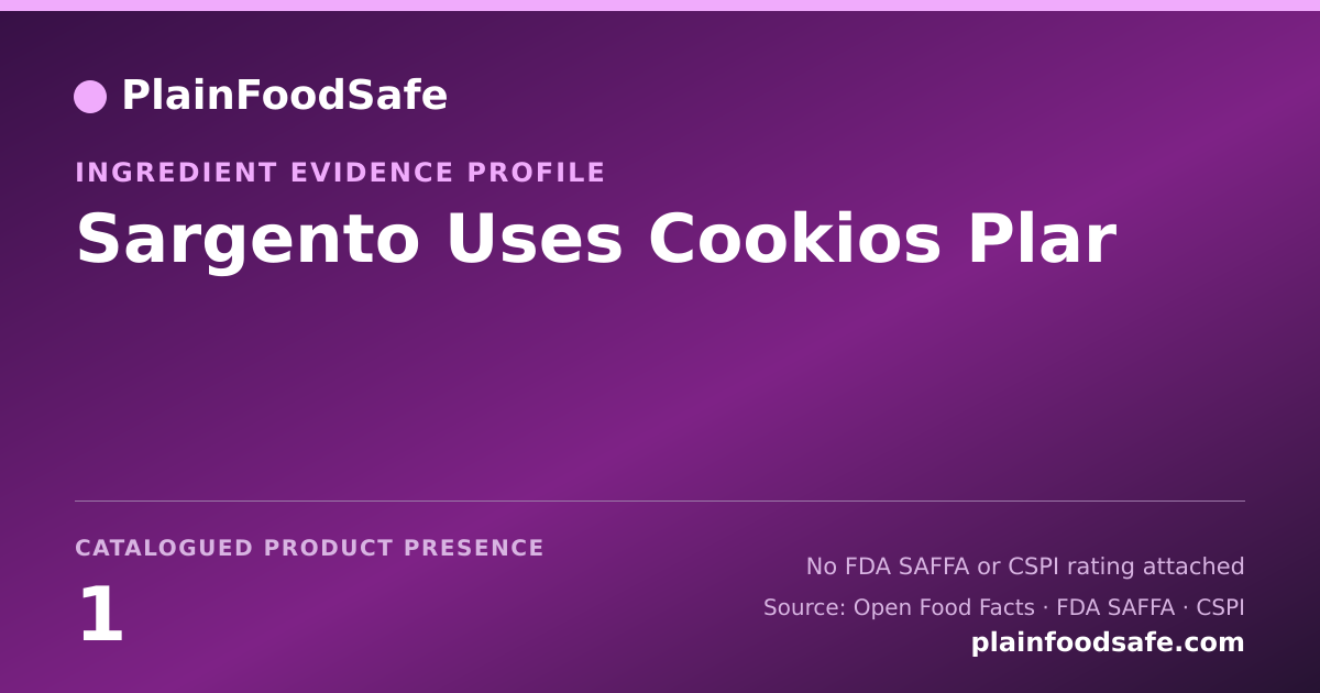 Share card for Sargento Uses Cookios Plar Food Ingredient Evidence Profile