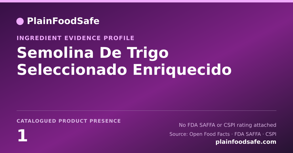 Share card for Semolina De Trigo Seleccionado Enriquecido Food Ingredient Evidence Profile