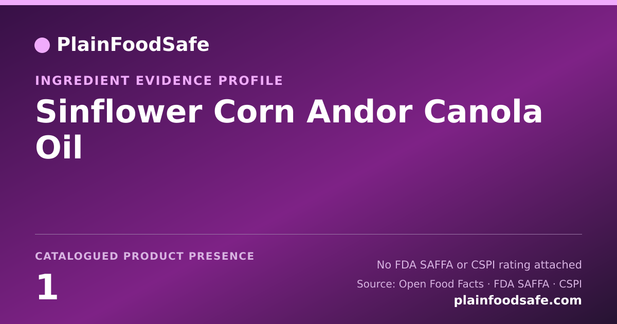 Share card for Sinflower Corn Andor Canola Oil Food Ingredient Evidence Profile