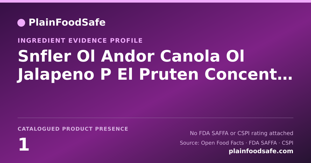 Share card for Snfler Ol Andor Canola Ol Jalapeno P El Pruten Concenttrate Onons Food Ingredient Evidence Profile