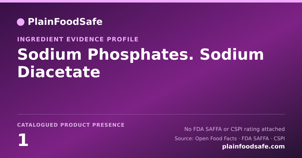 Share card for Sodium Phosphates. Sodium Diacetate Food Ingredient Evidence Profile