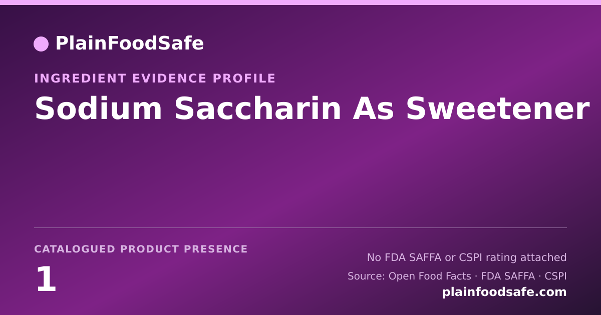 Share card for Sodium Saccharin As Sweetener Food Ingredient Evidence Profile