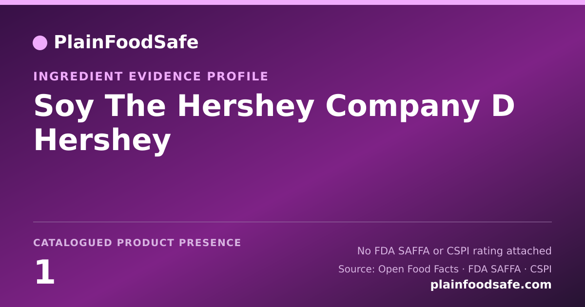 Share card for Soy The Hershey Company D Hershey Food Ingredient Evidence Profile