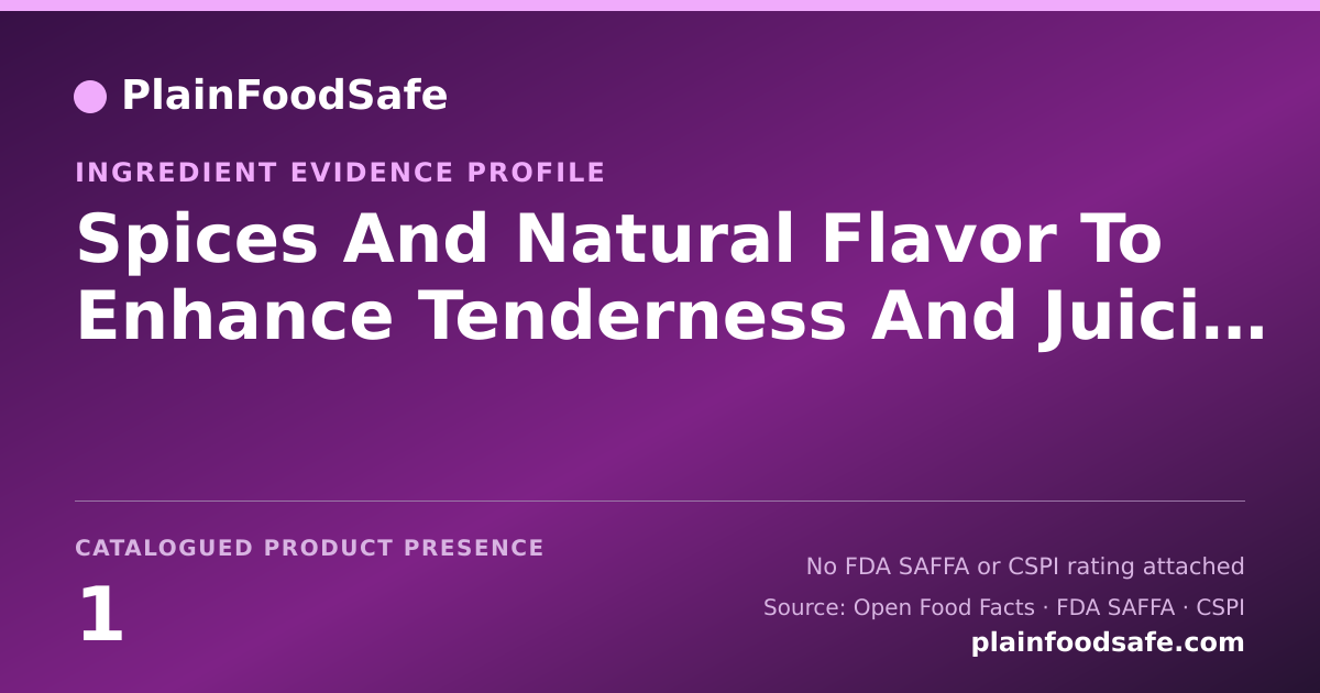Share card for Spices And Natural Flavor To Enhance Tenderness And Juiciness Food Ingredient Evidence Profile