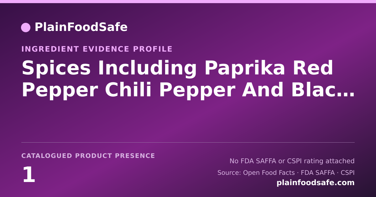 Share card for Spices Including Paprika Red Pepper Chili Pepper And Black Pepper Food Ingredient Evidence Profile