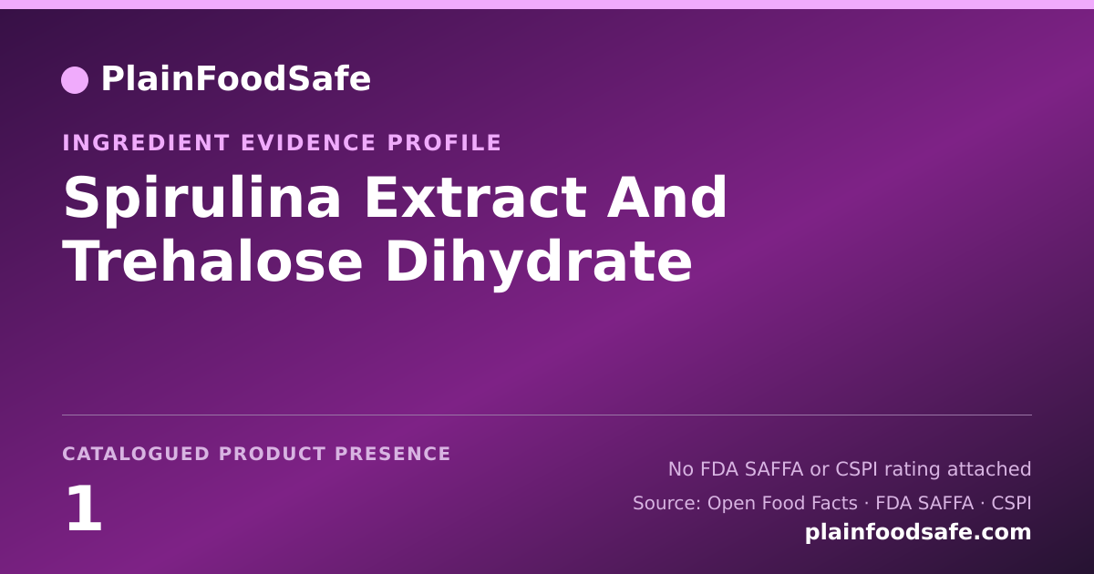 Share card for Spirulina Extract And Trehalose Dihydrate Food Ingredient Evidence Profile