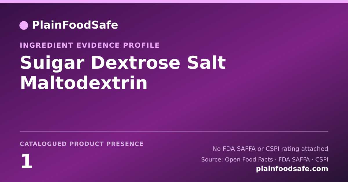 Share card for Suigar Dextrose Salt Maltodextrin Food Ingredient Evidence Profile