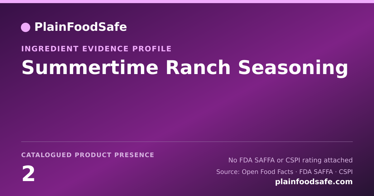 Share card for Summertime Ranch Seasoning Food Ingredient Evidence Profile