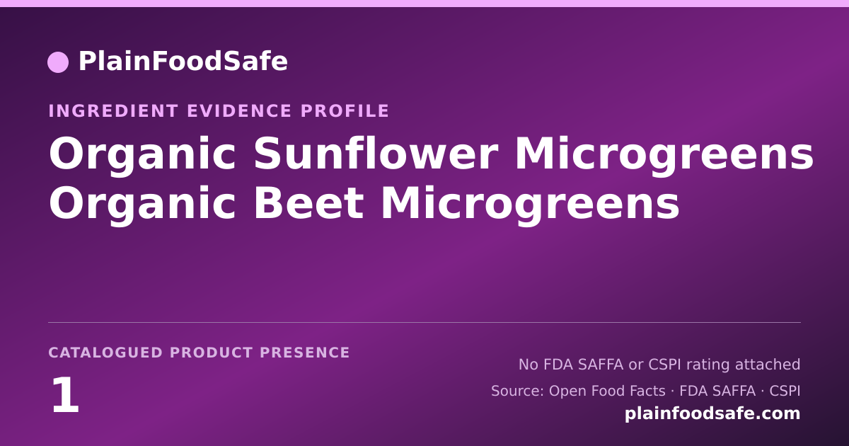 Share card for Organic Sunflower Microgreens Organic Beet Microgreens Food Ingredient Evidence Profile