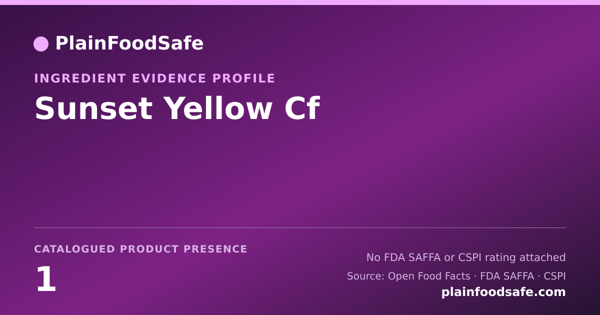 Share card for Sunset Yellow Cf Food Ingredient Evidence Profile