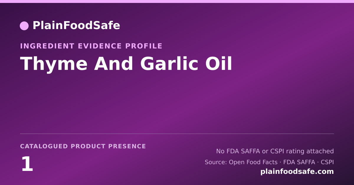 Share card for Thyme And Garlic Oil Food Ingredient Evidence Profile