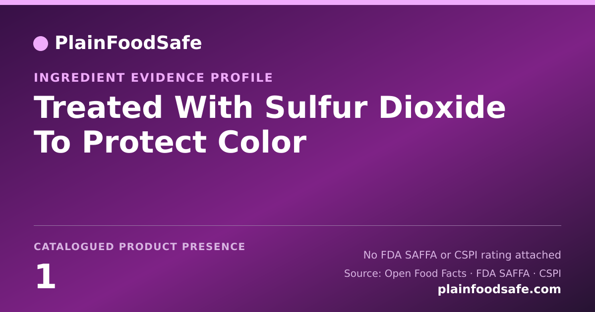 Share card for Treated With Sulfur Dioxide To Protect Color Food Ingredient Evidence Profile