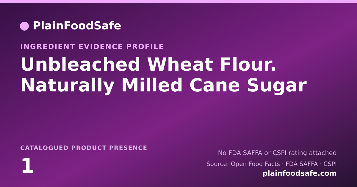 Share card for Unbleached Wheat Flour. Naturally Milled Cane Sugar Food Ingredient Evidence Profile