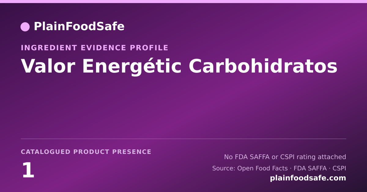 Share card for Valor Energétic Carbohidratos Food Ingredient Evidence Profile