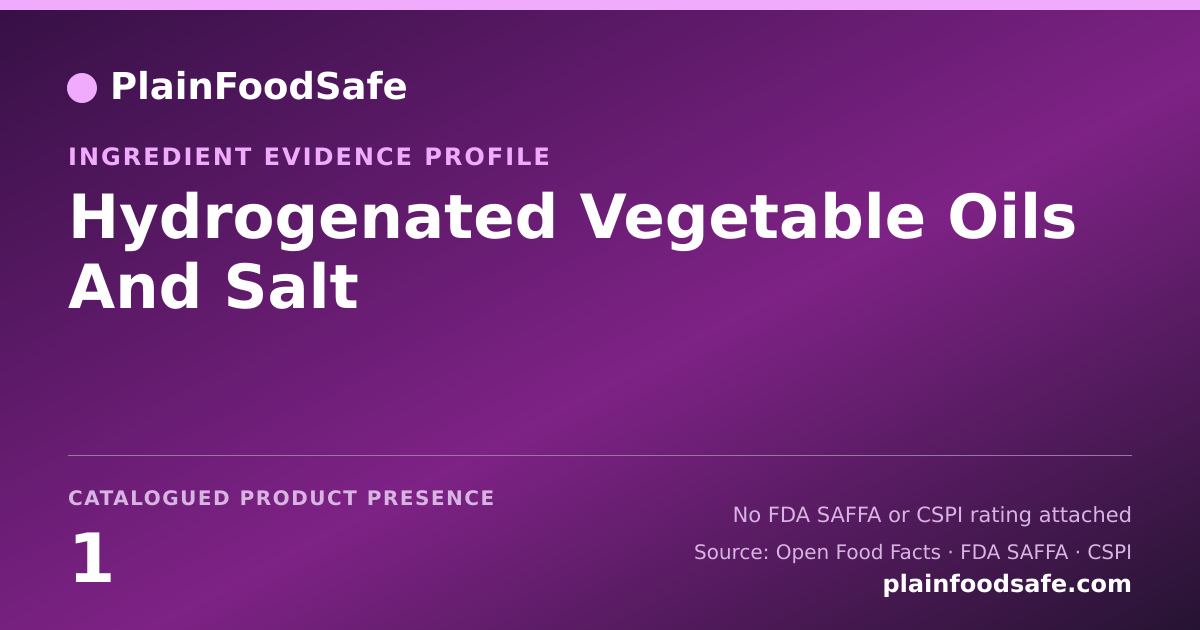 Share card for Hydrogenated Vegetable Oils And Salt Food Ingredient Evidence Profile