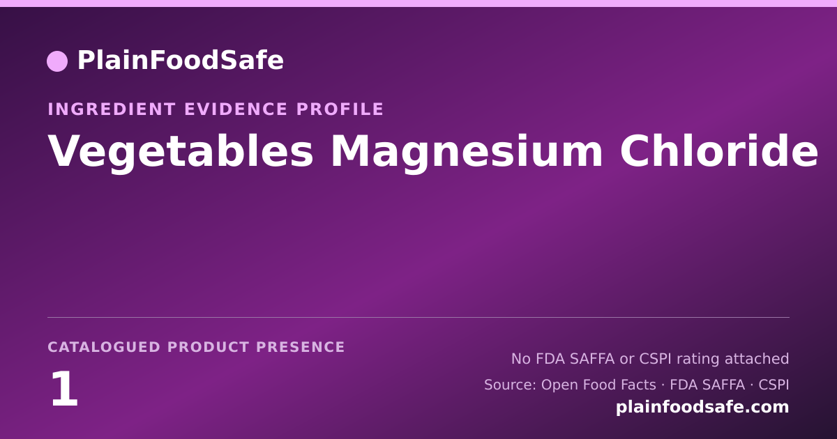 Share card for Vegetables Magnesium Chloride Food Ingredient Evidence Profile