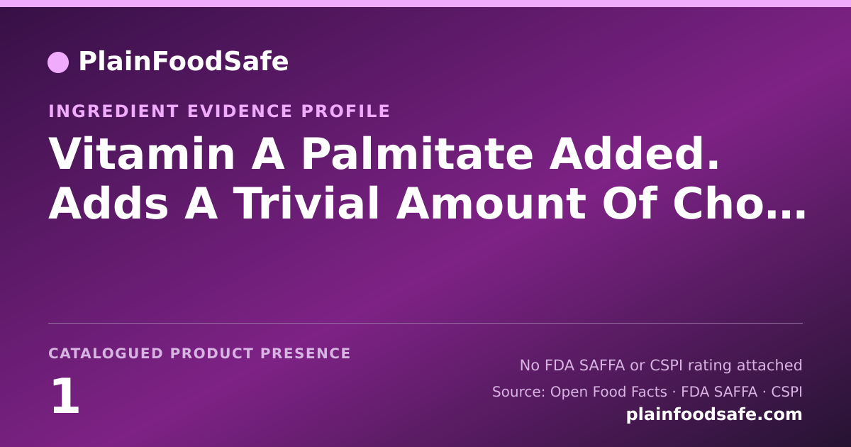 Share card for Vitamin A Palmitate Added. Adds A Trivial Amount Of Cholesterol Food Ingredient Evidence Profile