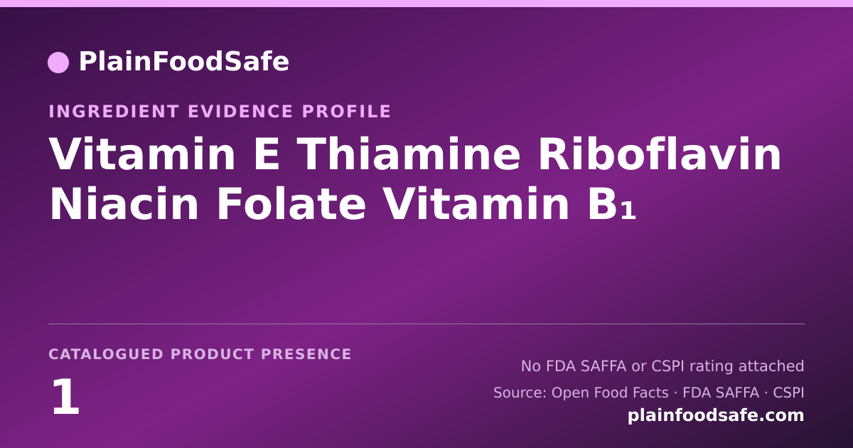 Share card for Vitamin E Thiamine Riboflavin Niacin Folate Vitamin B₁ Food Ingredient Evidence Profile