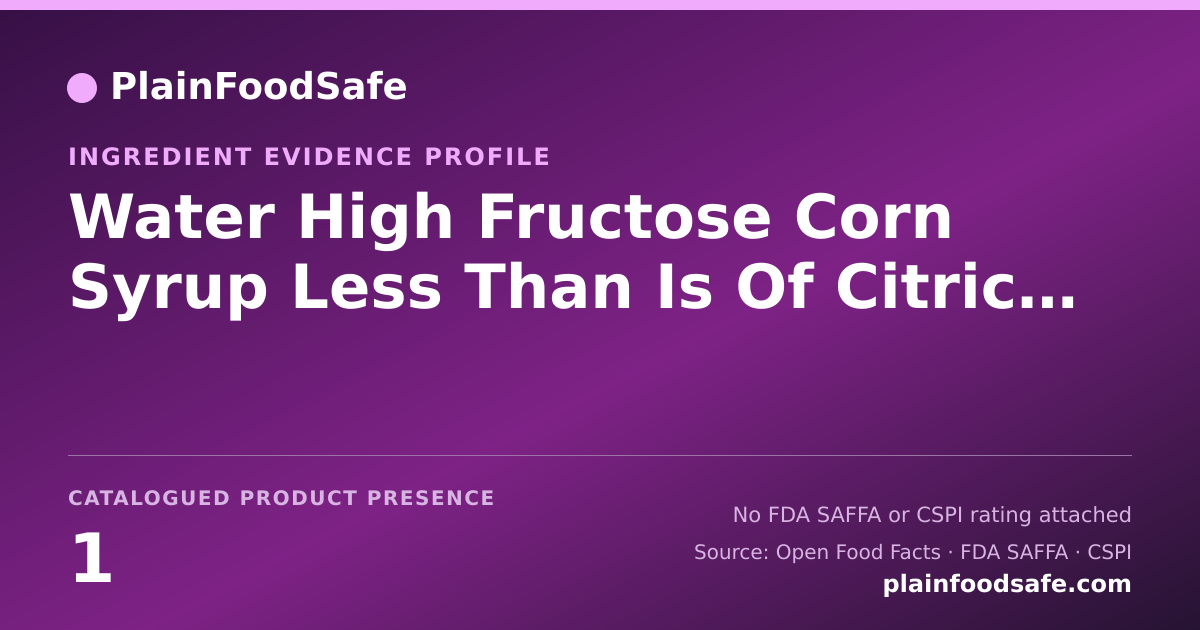 Share card for Water High Fructose Corn Syrup Less Than Is Of Citric Acid Natural Flavors Food Ingredient Evidence Profile