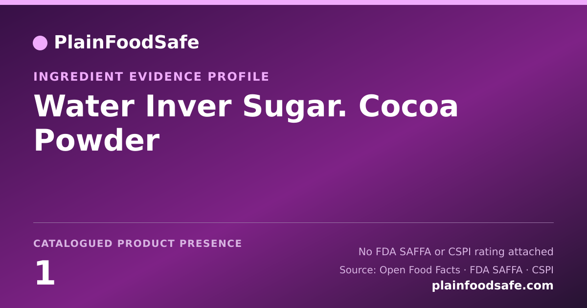 Share card for Water Inver Sugar. Cocoa Powder Food Ingredient Evidence Profile