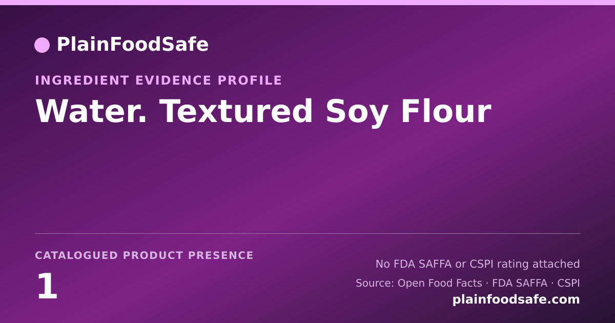 Share card for Water. Textured Soy Flour Food Ingredient Evidence Profile